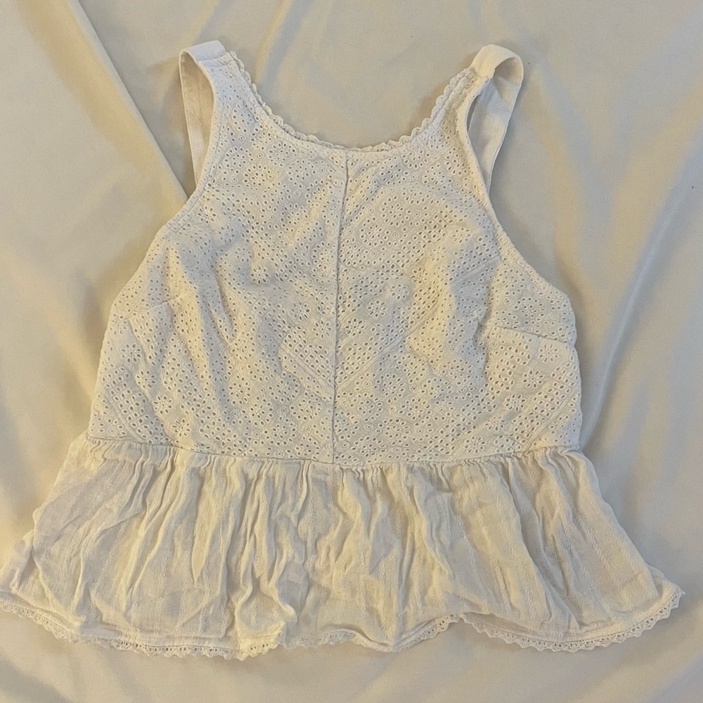 American Eagle, M, white, peplum style tank top